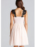 Blush Pink Chiffon Black Lace Straps Short Prom Dress 